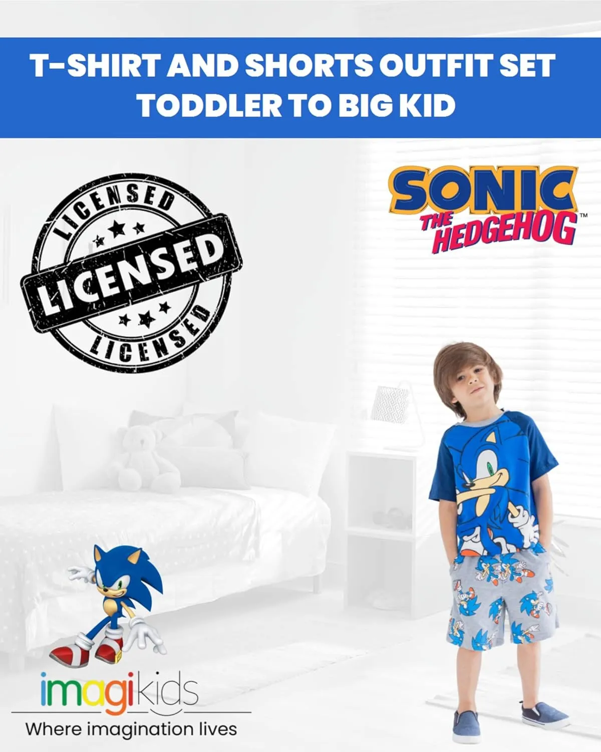 SEGA Sonic the Hedgehog Boys Graphic T-Shirt and French Terry Shorts Set