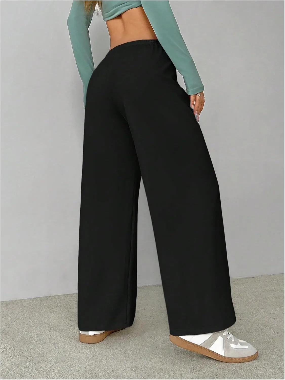 SHENHE Women's Wide Leg Pants Casual Drawstring Y2k Low Rise Lounge Pants Loose Trousers