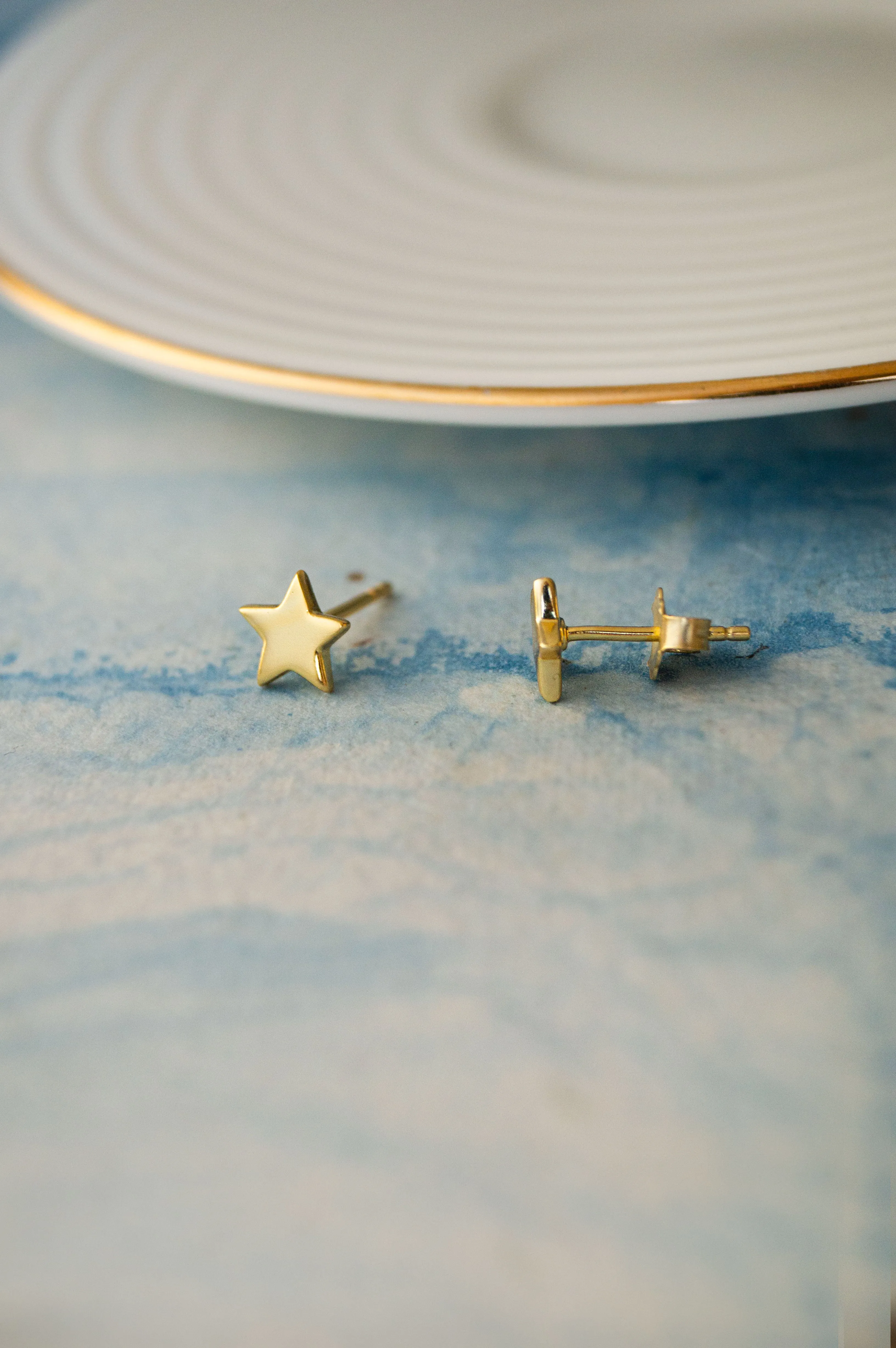 Shining Star Gold Plated Sterling Silver Stud Earrings