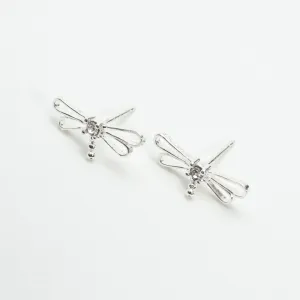 Silver Dragonfly Studs