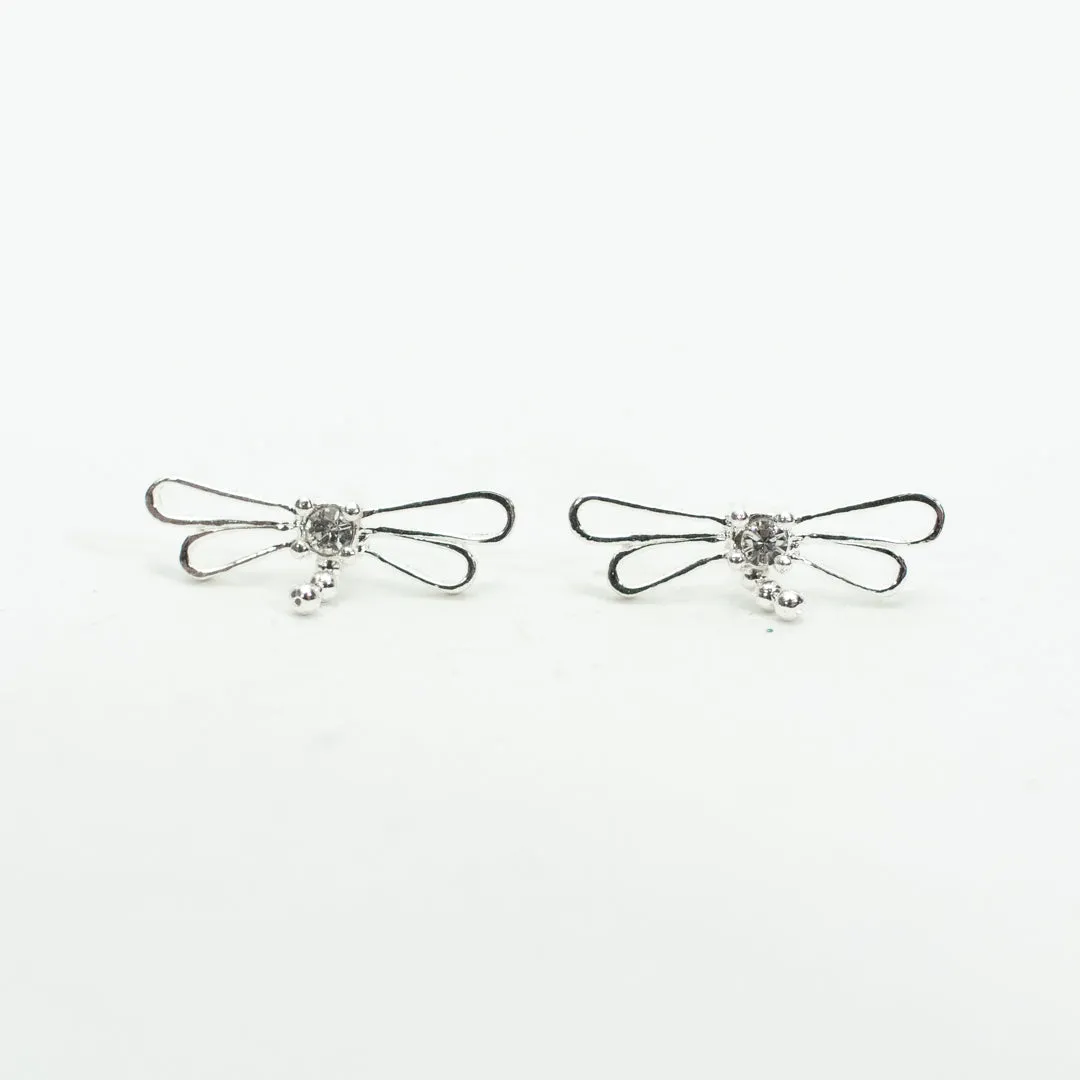 Silver Dragonfly Studs