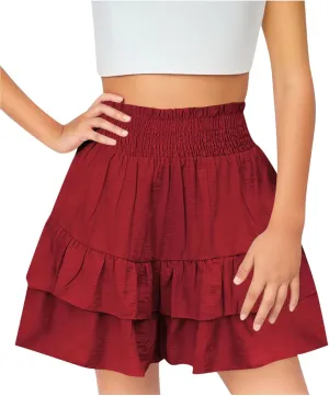 Skorts for Girls Summer Comfy Flowy Girls Shorts Size 10-12 Casual Ruffle Butterfly Short Pants with Liner