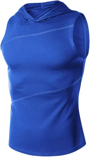 Sleeveless Hoodie Top for Men Gym Workout Tank Tops Quick Dry Running Jogging Fitness Casual Athletic Vest