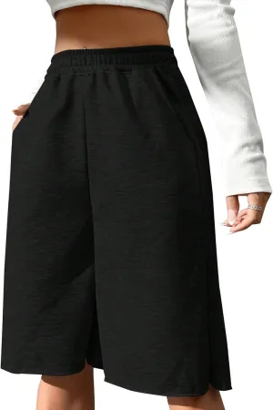 SOFIA'S CHOICE Women's Wide Leg Sweat Shorts Jogger Athletic Bermuda Short Pants with Pockets