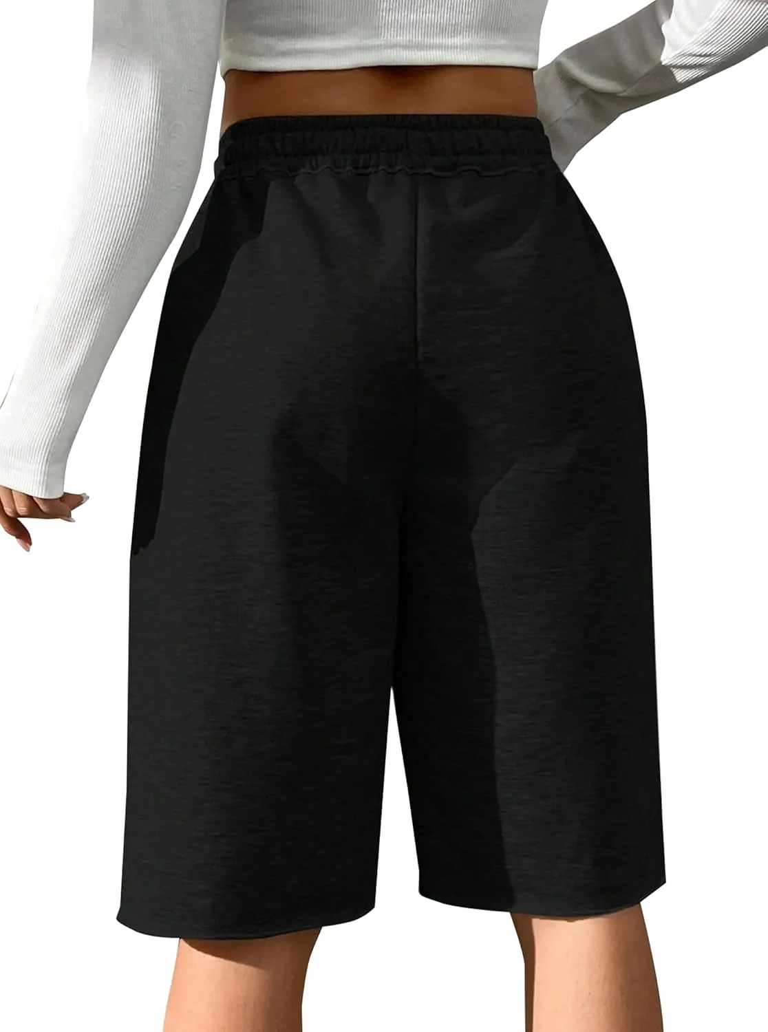 SOFIA'S CHOICE Women's Wide Leg Sweat Shorts Jogger Athletic Bermuda Short Pants with Pockets