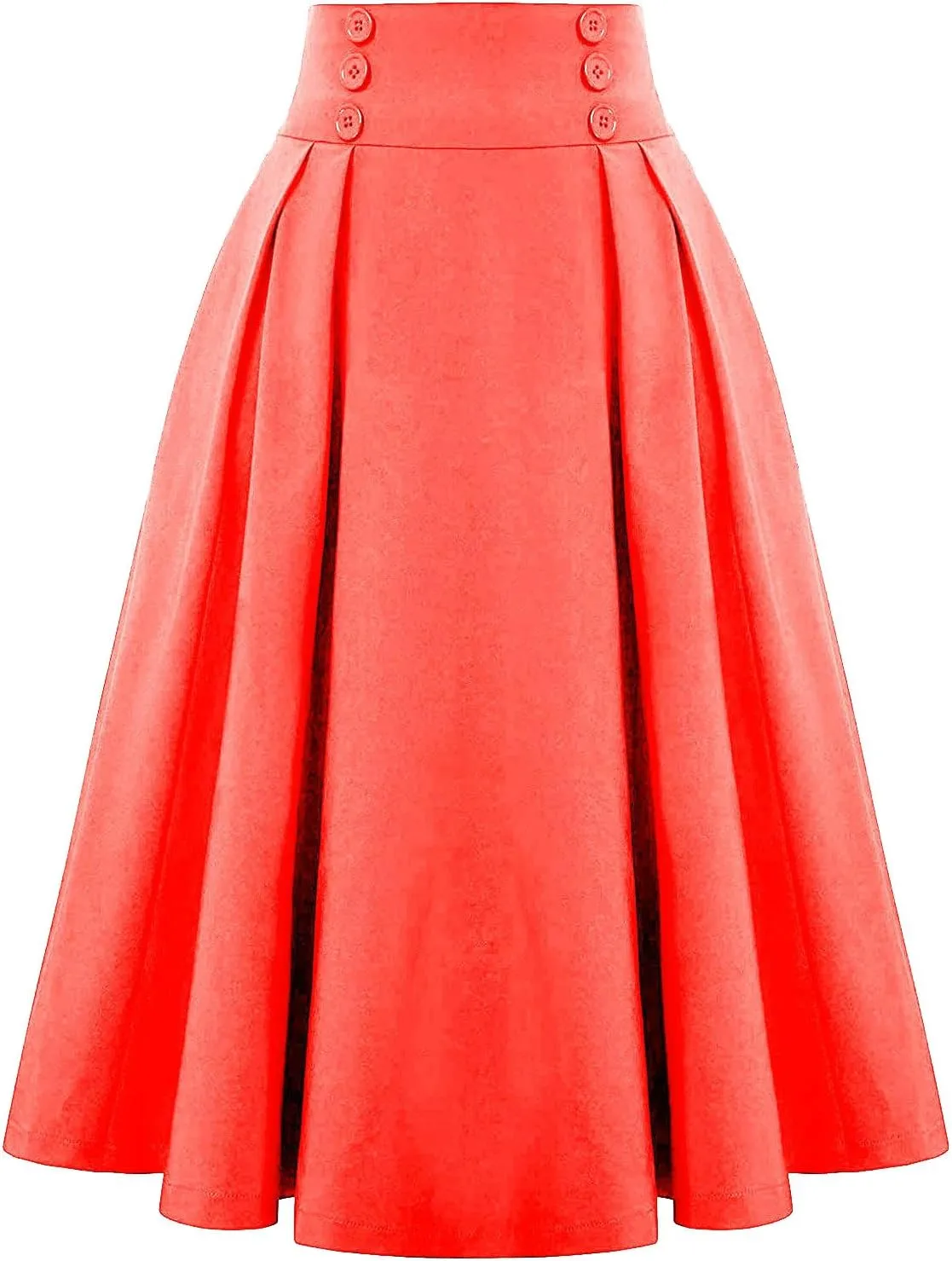 Solid Color Skirts for Women High Waisted Bohemian Midi Length Casual Skirt with Elastic Waist and Tiered Design