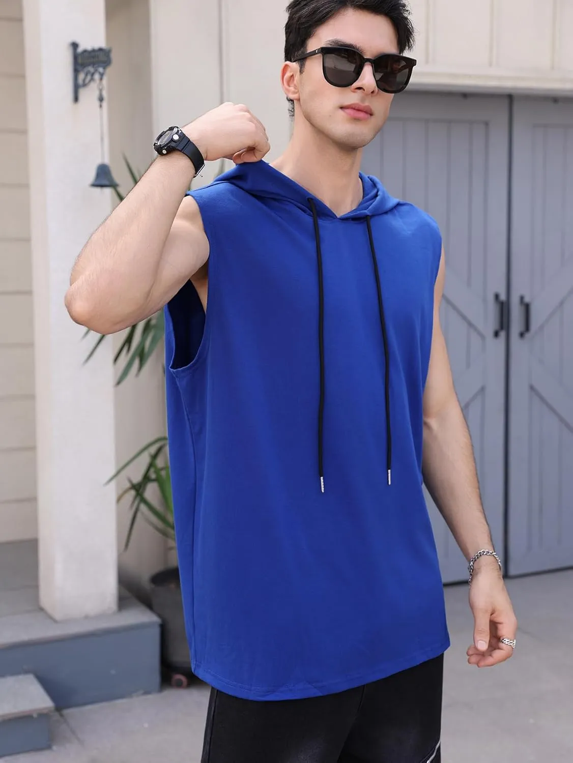 SOLY HUX Men's Plus Size Sleeveless Hooded Tank Tops Summer Hoodies Vest Muscle Gym Big and Tall Tops