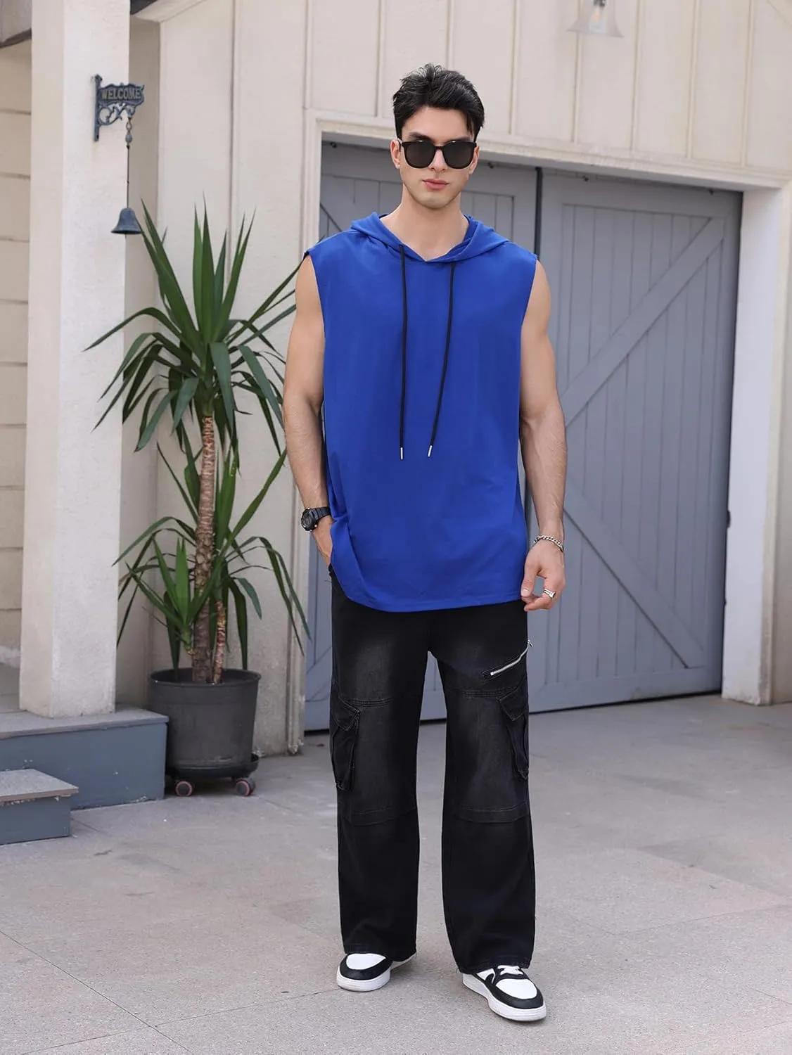 SOLY HUX Men's Plus Size Sleeveless Hooded Tank Tops Summer Hoodies Vest Muscle Gym Big and Tall Tops
