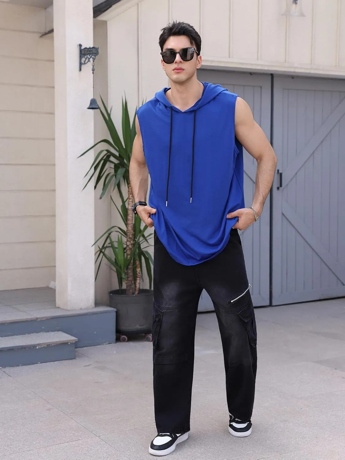 SOLY HUX Men's Plus Size Sleeveless Hooded Tank Tops Summer Hoodies Vest Muscle Gym Big and Tall Tops