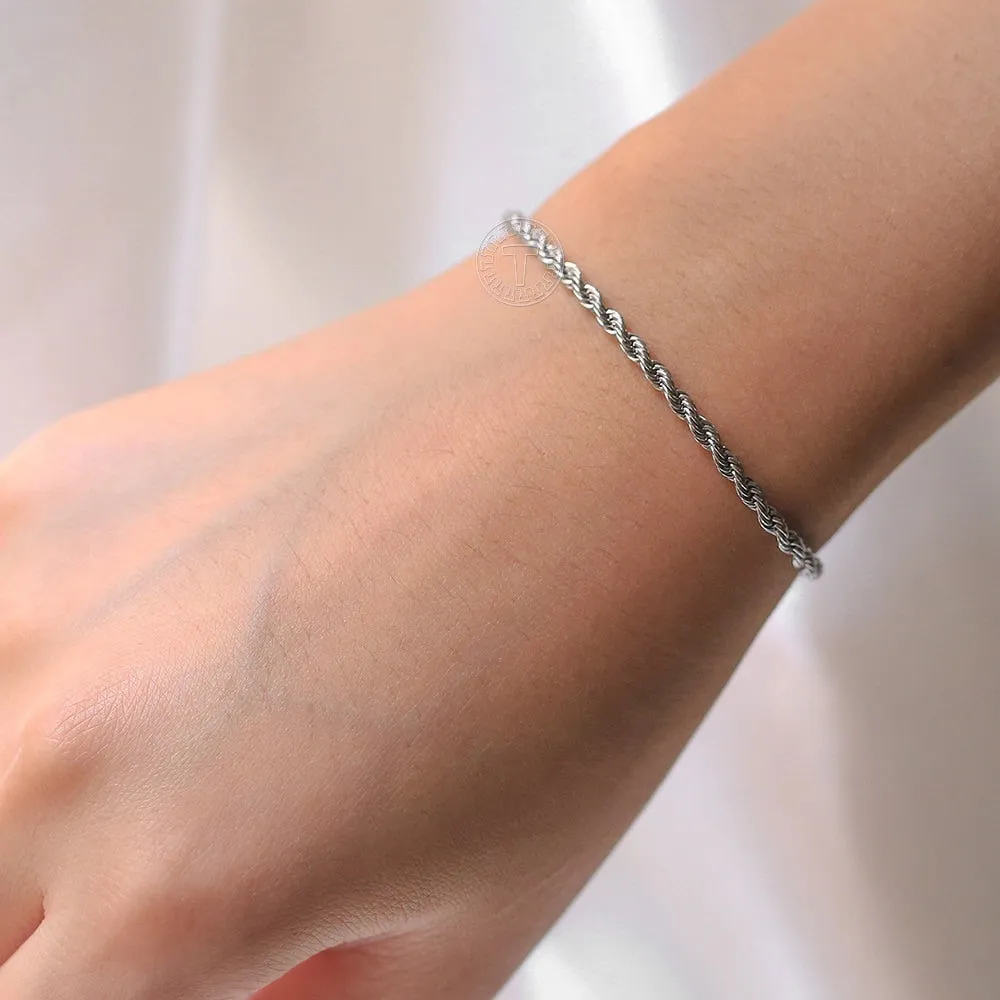 Stainless Steel Twisted Rope Chain Bracelets (Gold | Silver)