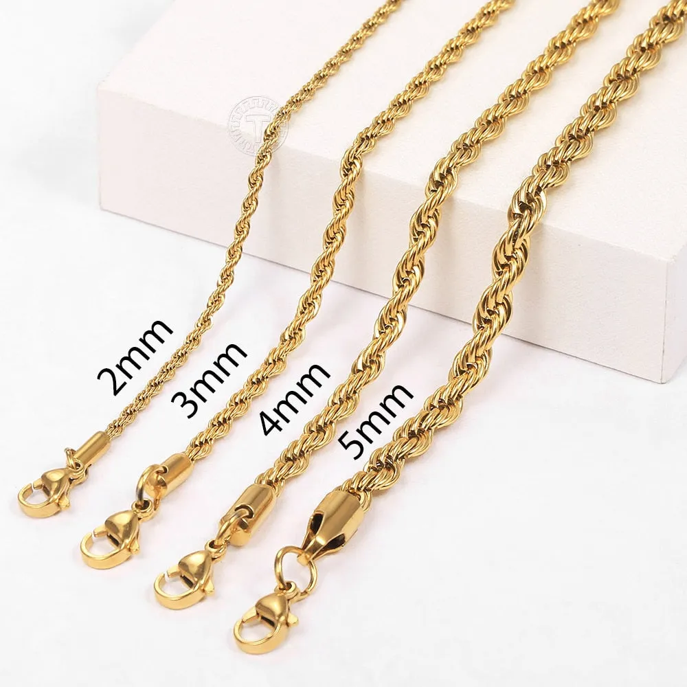 Stainless Steel Twisted Rope Chain Bracelets (Gold | Silver)