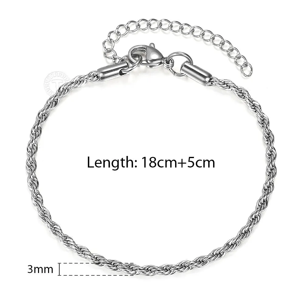 Stainless Steel Twisted Rope Chain Bracelets (Gold | Silver)