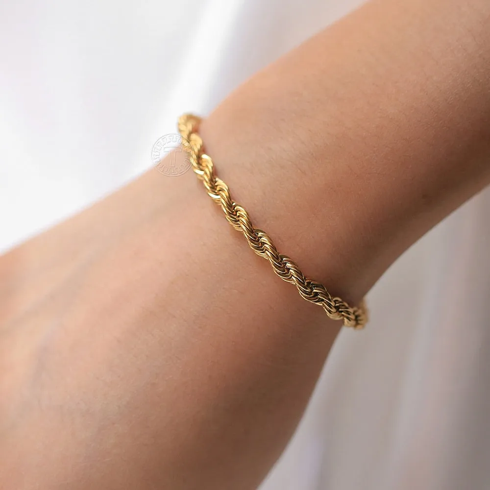 Stainless Steel Twisted Rope Chain Bracelets (Gold | Silver)