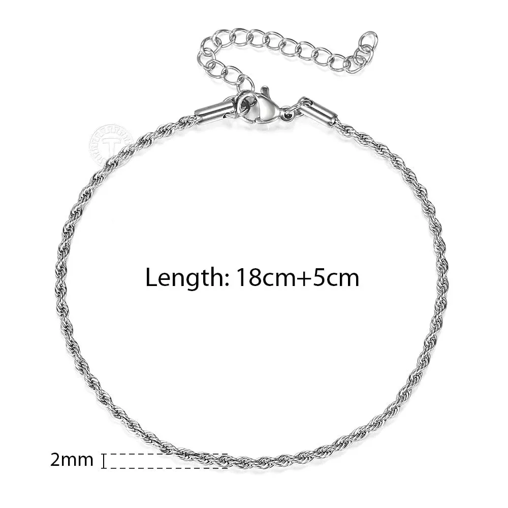 Stainless Steel Twisted Rope Chain Bracelets (Gold | Silver)