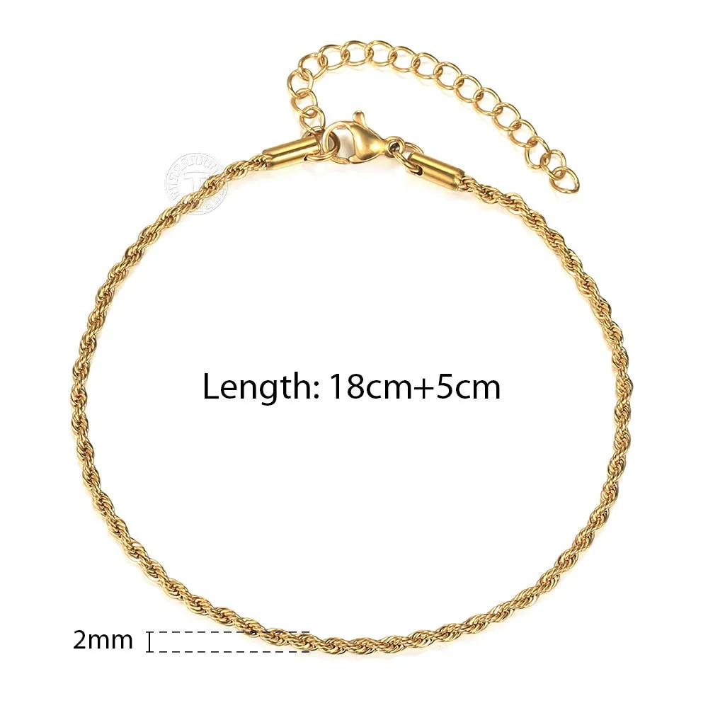 Stainless Steel Twisted Rope Chain Bracelets (Gold | Silver)