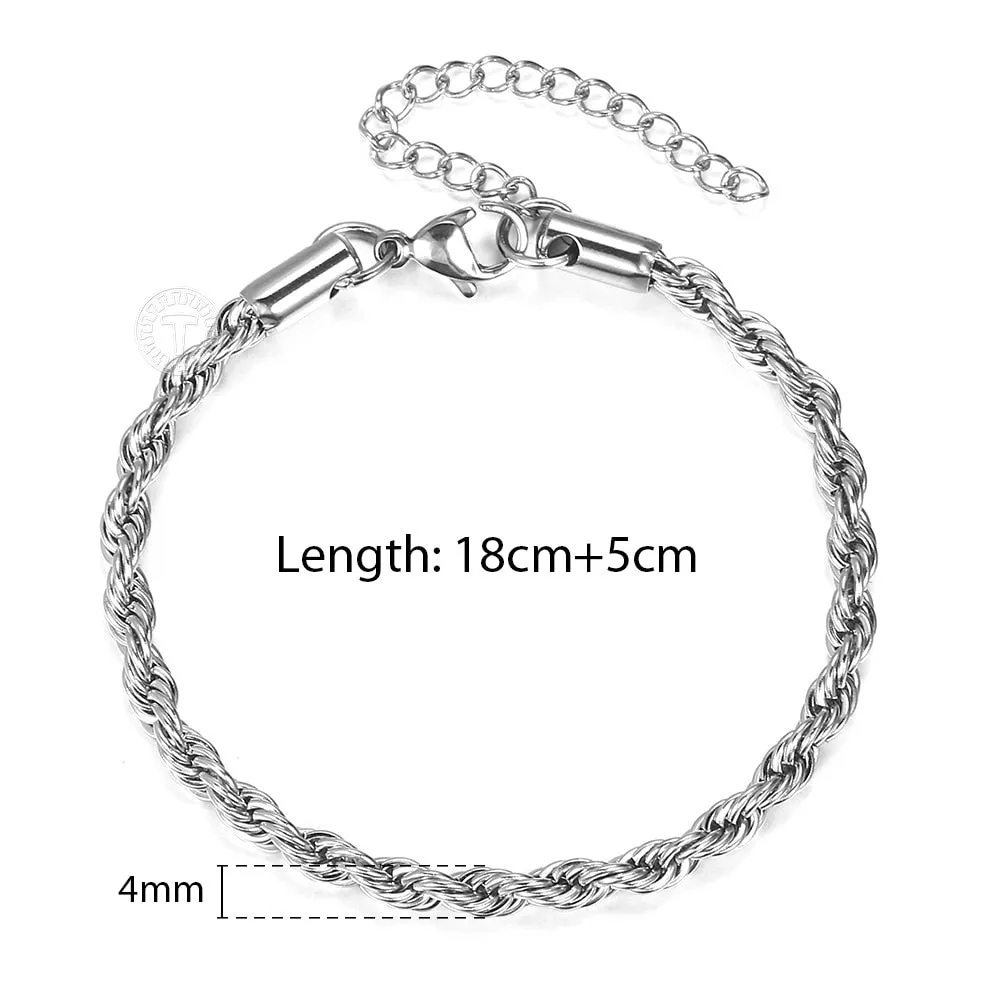 Stainless Steel Twisted Rope Chain Bracelets (Gold | Silver)