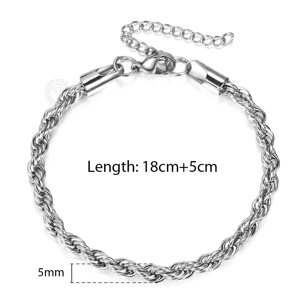 Stainless Steel Twisted Rope Chain Bracelets (Gold | Silver)
