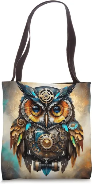 Steampunk Owl Vintage Geeky Essential Surreal Fantasy Print Tote Bag