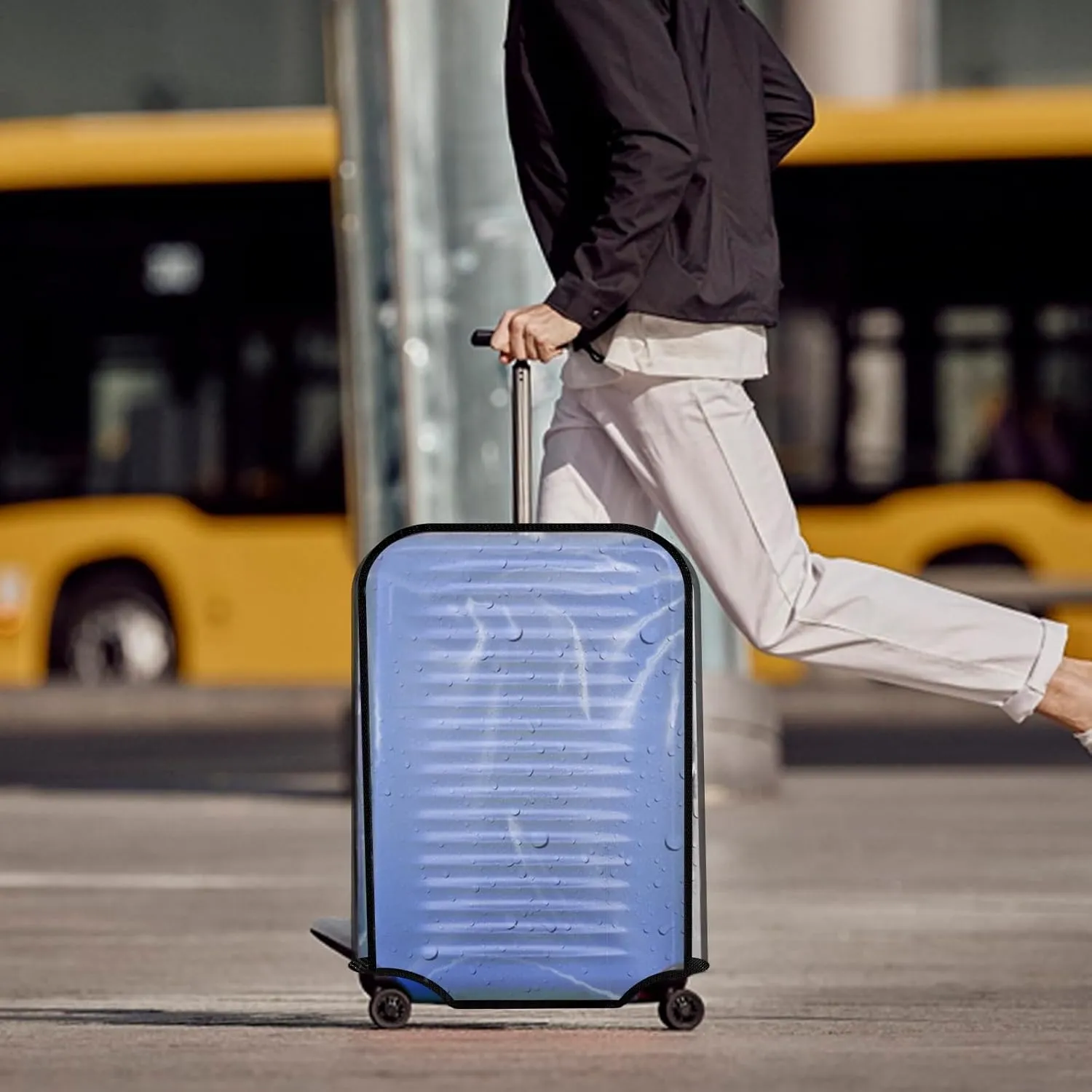 Suitcase Cover for 30" Luggage TSA Approved Clear PVC Thickened Protective Sleeve Waterproof Cover for Wheeled Luggage