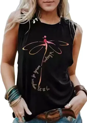 Summer Tank Tops for Women Vacation Casual Beach Tank Tops Hawaiian Sleeveless Basic Fit T Shirts Blouses