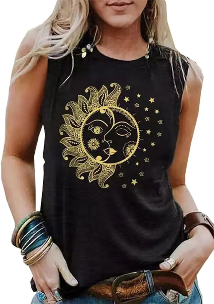 Summer Tank Tops for Women Vacation Casual Beach Tank Tops Hawaiian Sleeveless Basic Fit T Shirts Blouses