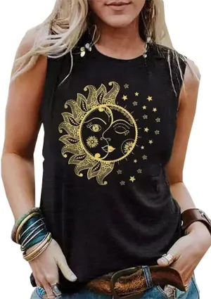 Summer Tank Tops for Women Vacation Casual Beach Tank Tops Hawaiian Sleeveless Basic Fit T Shirts Blouses