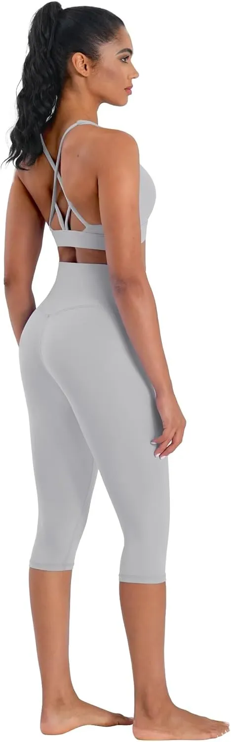 Sunzel Sunzfly Capri Leggings for Women, High Waisted Yoga Pants with Tummy Control for Workout Running Gym