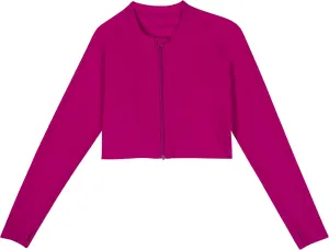 SwimZip Women's Long Sleeve Crop Top Rash Guard Swim Shirt - UPF 50  with Zipper