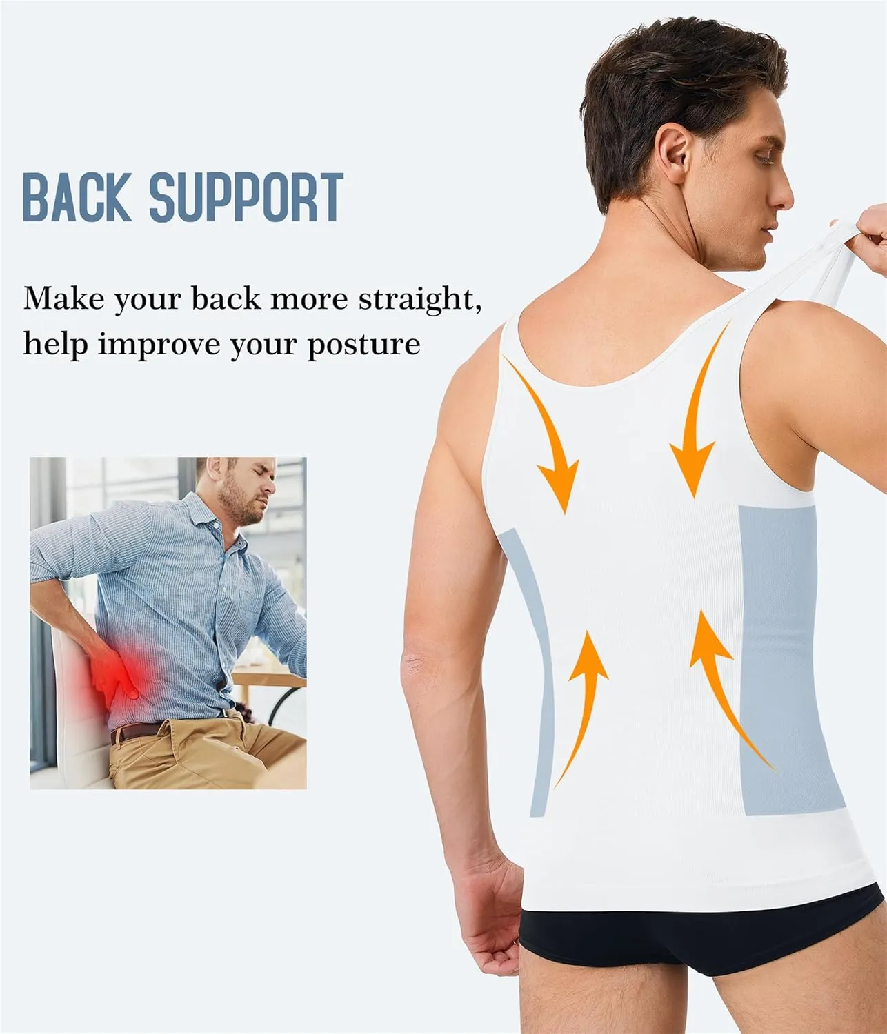 TAILONG 2 Pack Compression Shirt Men Slimming Body Shaper Vest Sleeveless Tank Top Workout Shirts