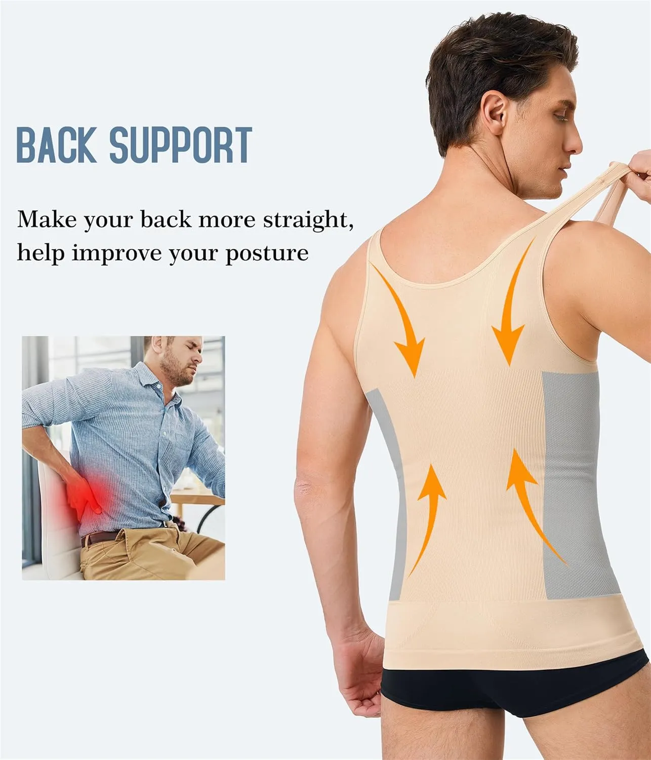 TAILONG 2 Pack Compression Shirt Men Slimming Body Shaper Vest Sleeveless Tank Top Workout Shirts