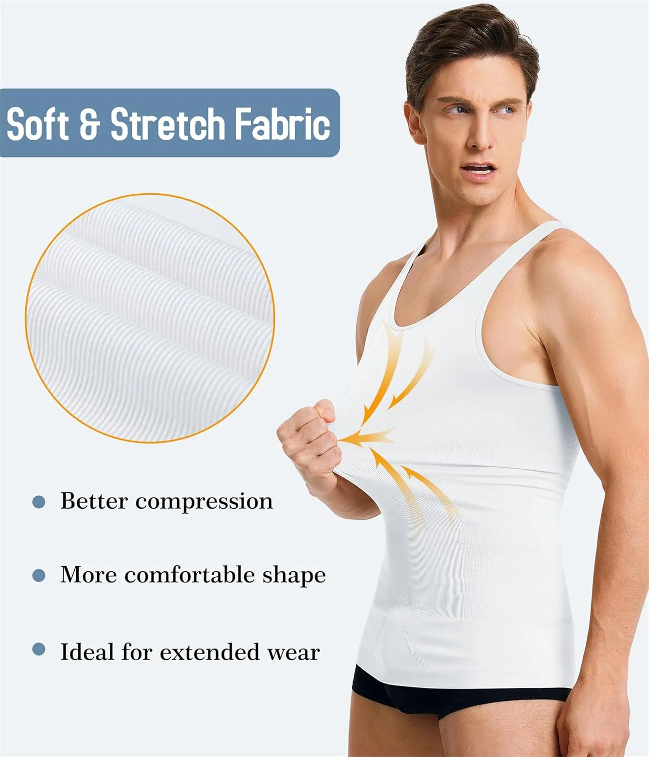 TAILONG 2 Pack Compression Shirt Men Slimming Body Shaper Vest Sleeveless Tank Top Workout Shirts