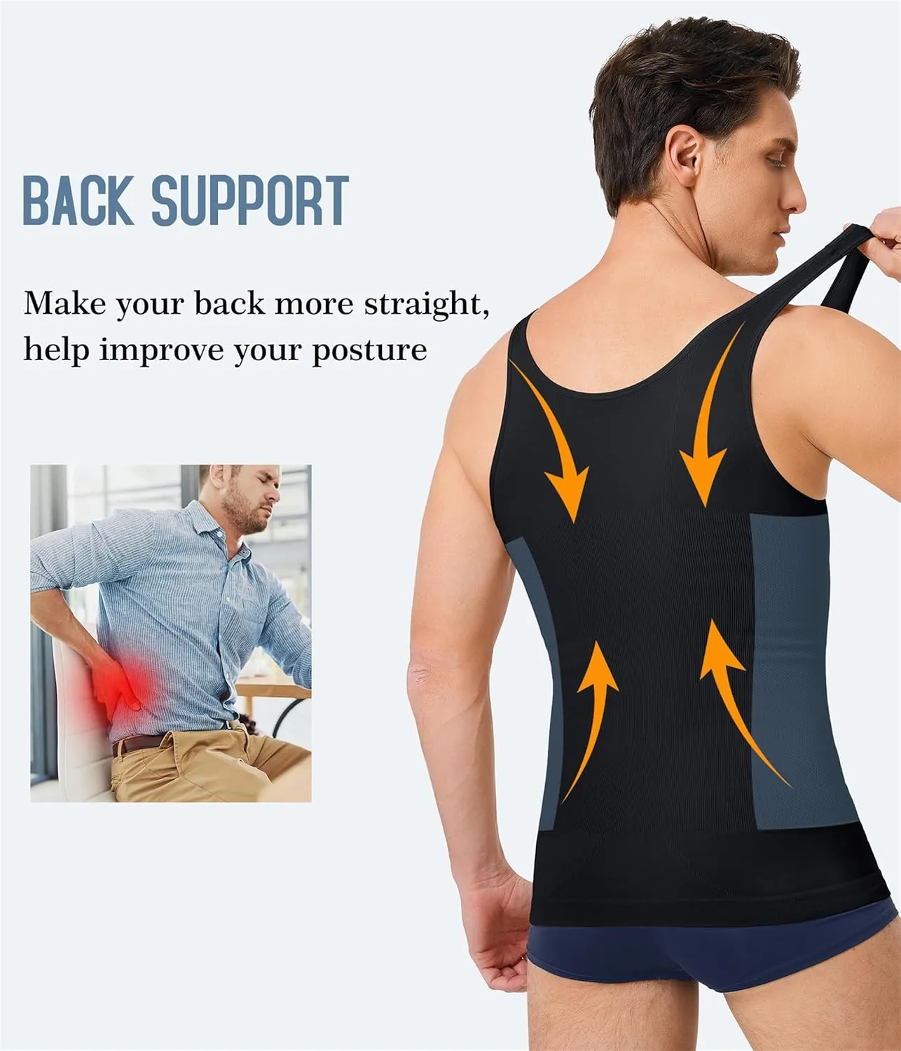 TAILONG 2 Pack Compression Shirt Men Slimming Body Shaper Vest Sleeveless Tank Top Workout Shirts