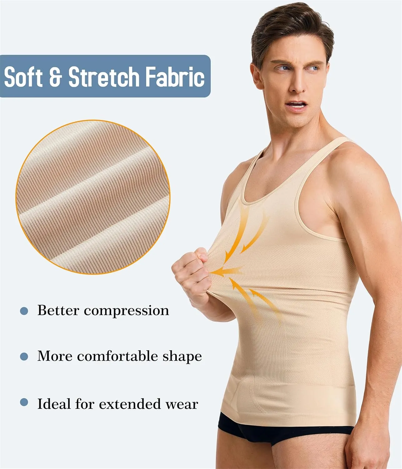 TAILONG 2 Pack Compression Shirt Men Slimming Body Shaper Vest Sleeveless Tank Top Workout Shirts