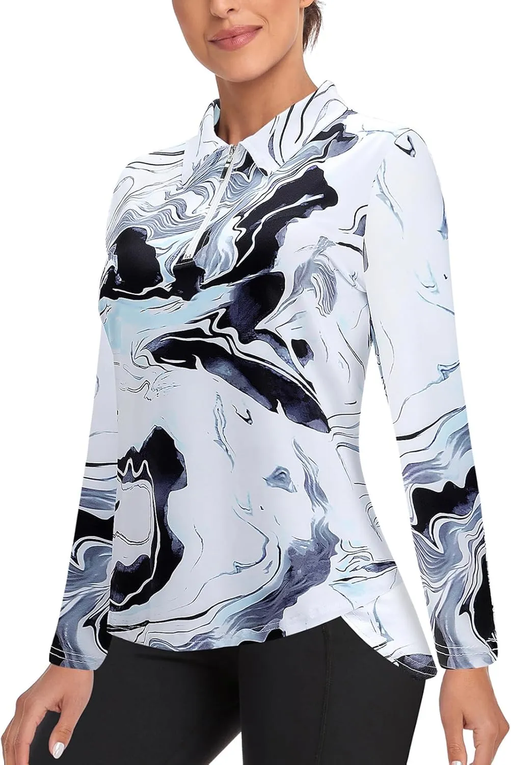Tanst Sky Women's Golf Shirt UPF 50  Long Sleeve Quarter Zip Pullover Athletic Hiking Workout Tops