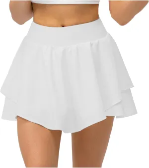 Tennis Skirts for Women with Shorts Womens Golf Athletic Skort Girls Sports Running Yoga Workout Trendy Irregular Hem Skorts
