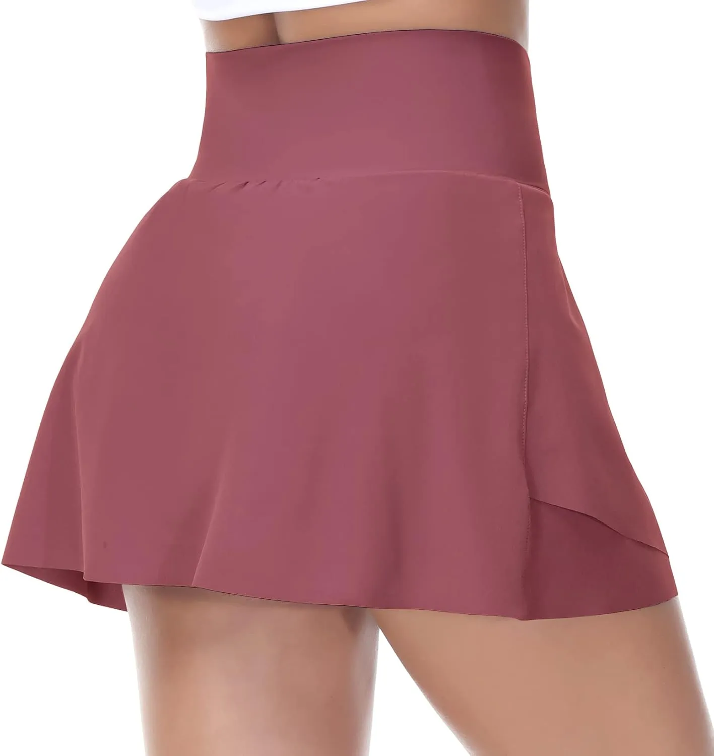 THE GYM PEOPLE Womens' Cross Waist Tennis Skirts with Cutting Hem Golf Skorts with Inner Mesh Pockets Shorts