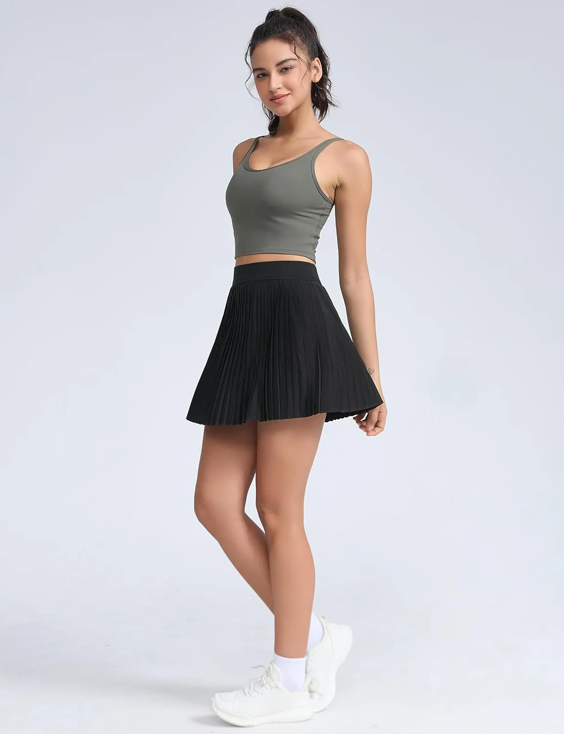 THE GYM PEOPLE Women's Pleated Tennis Skirts Lightweight Workout Golf Skorts Built in Shorts with Pockets