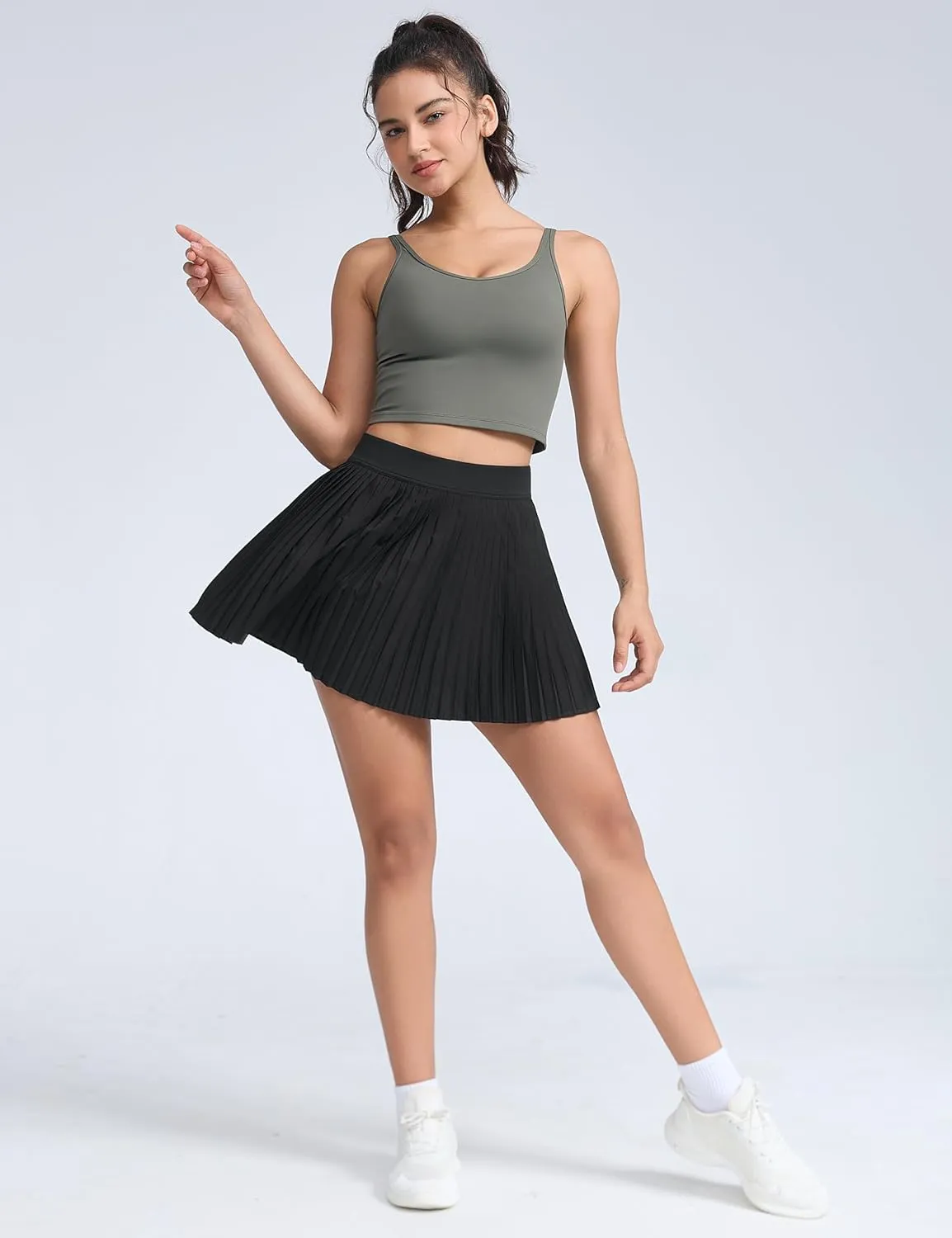 THE GYM PEOPLE Women's Pleated Tennis Skirts Lightweight Workout Golf Skorts Built in Shorts with Pockets