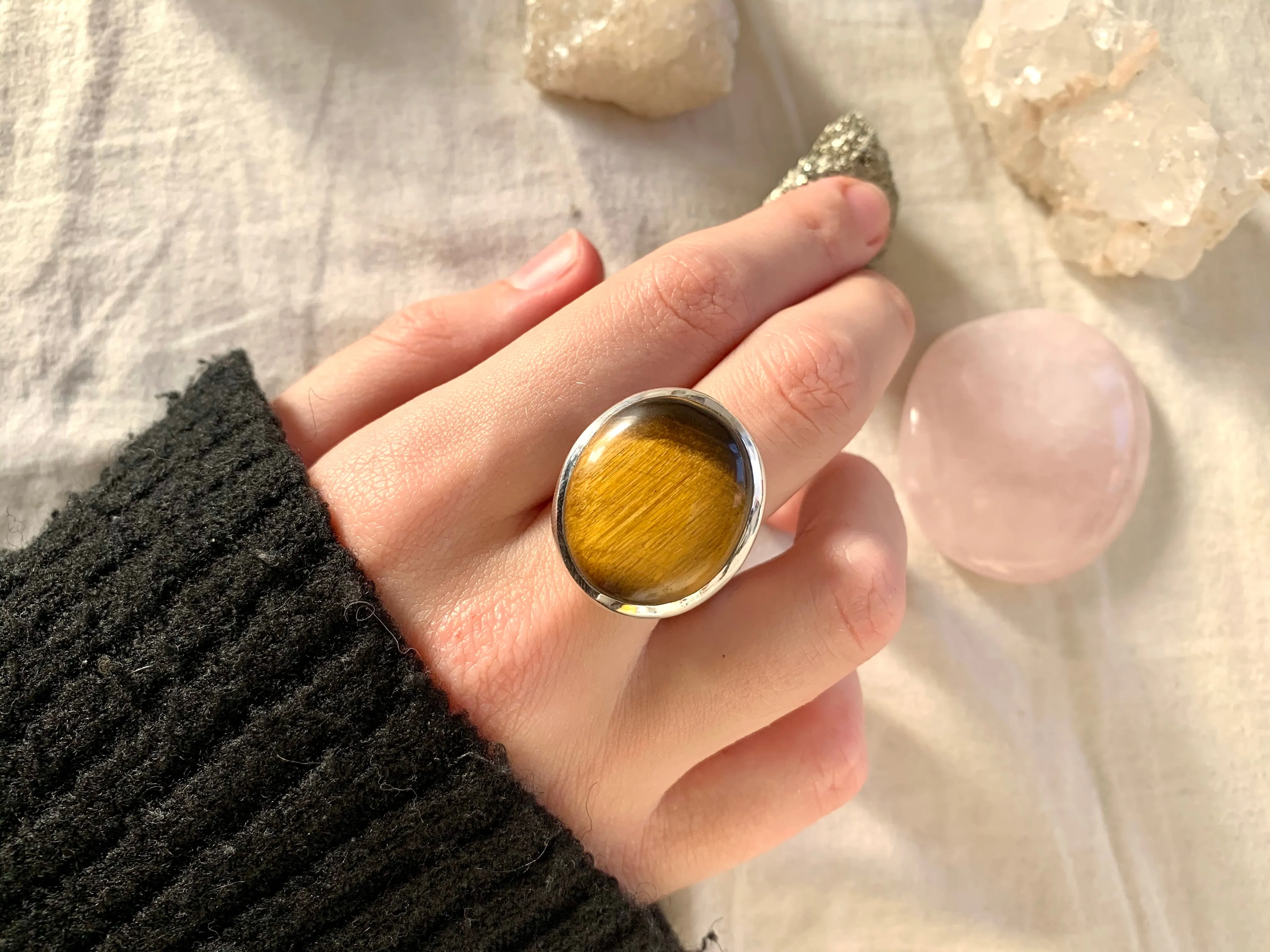 Tiger’s Eye Adjustable Ring - Asymmetric Oval (One of a kind)