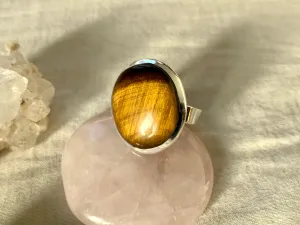 Tiger’s Eye Adjustable Ring - Asymmetric Oval (One of a kind)