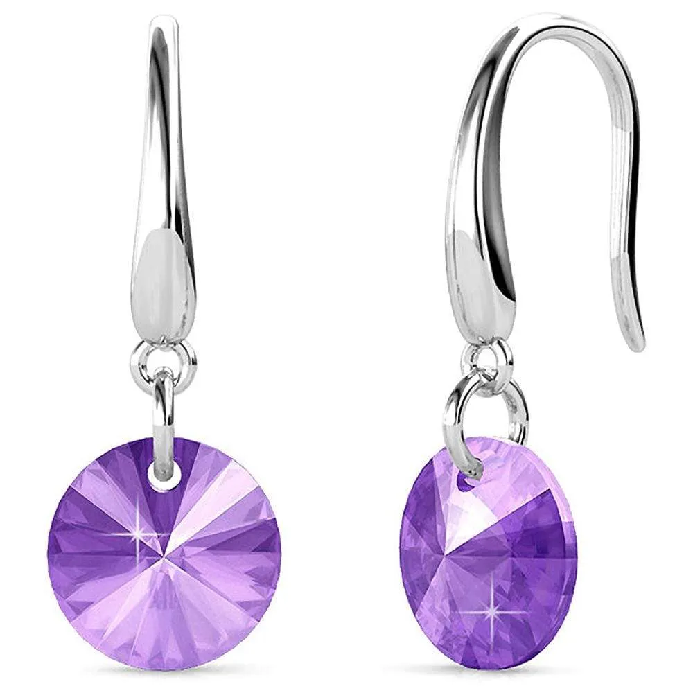 Timeless Crystal Drop Earrings Purple Embellished With SWAROVSKI Crystals