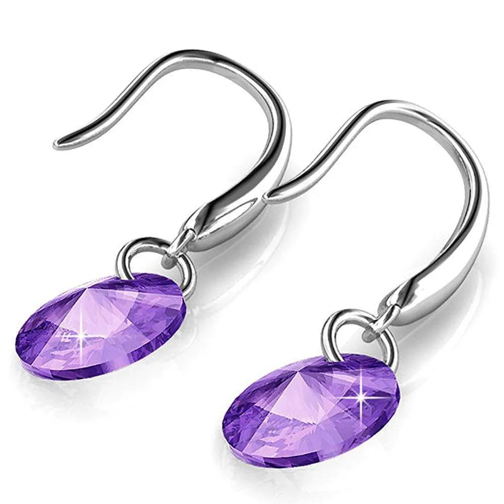 Timeless Crystal Drop Earrings Purple Embellished With SWAROVSKI Crystals