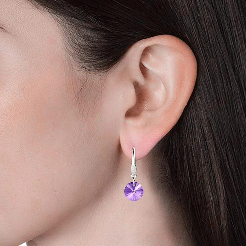 Timeless Crystal Drop Earrings Purple Embellished With SWAROVSKI Crystals