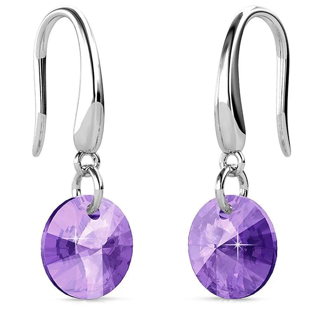 Timeless Crystal Drop Earrings Purple Embellished With SWAROVSKI Crystals