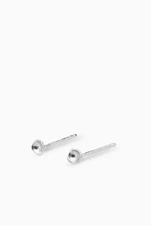 Tiny Concave Studs | Silver