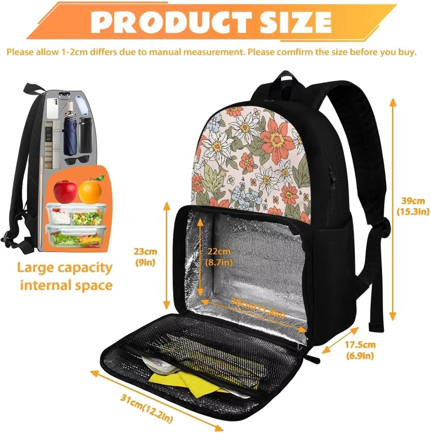 Toddler Shoulder Bag,2-in-3 Kids Backpack Bohemian Style with Compartment and Two Side Pockets Insulated Cooler Lightweight Daily Versatile for School Play Festival Gift