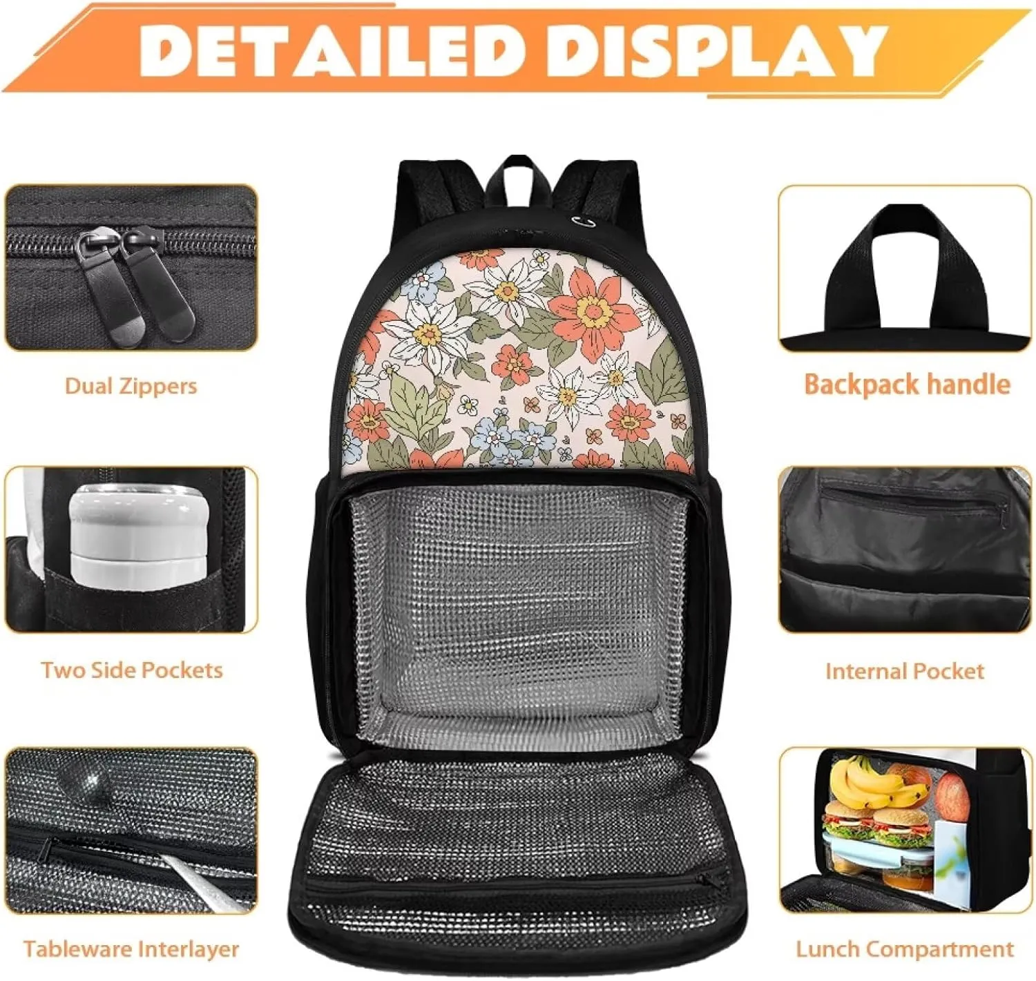 Toddler Shoulder Bag,2-in-3 Kids Backpack Bohemian Style with Compartment and Two Side Pockets Insulated Cooler Lightweight Daily Versatile for School Play Festival Gift