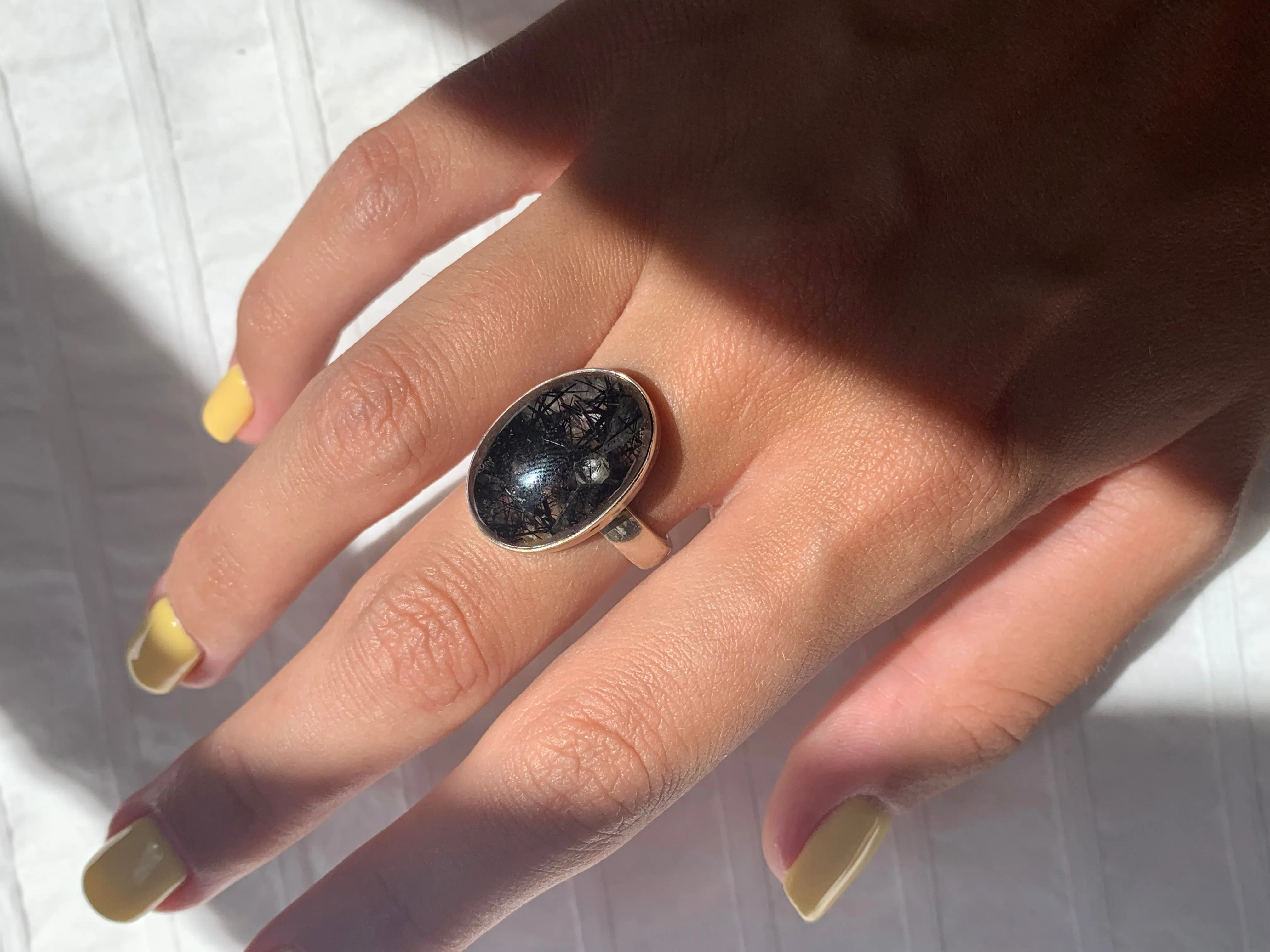 Tourmalated Quartz Akoni Ring - Reg. Oval