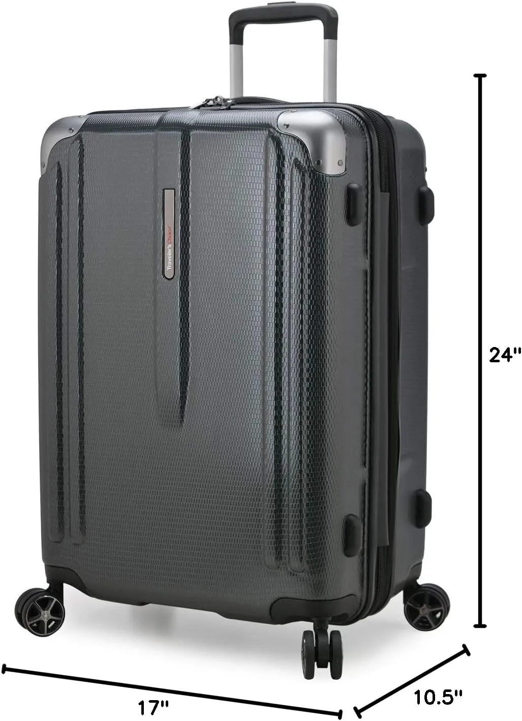 Traveler's Choice New London II Hardside Expandable Spinner Luggage, Gray, Checked-Medium 26-Inch