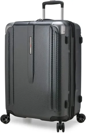Traveler's Choice New London II Hardside Expandable Spinner Luggage, Gray, Checked-Medium 26-Inch